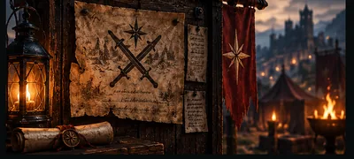 A medieval notice board representing events in Astraea